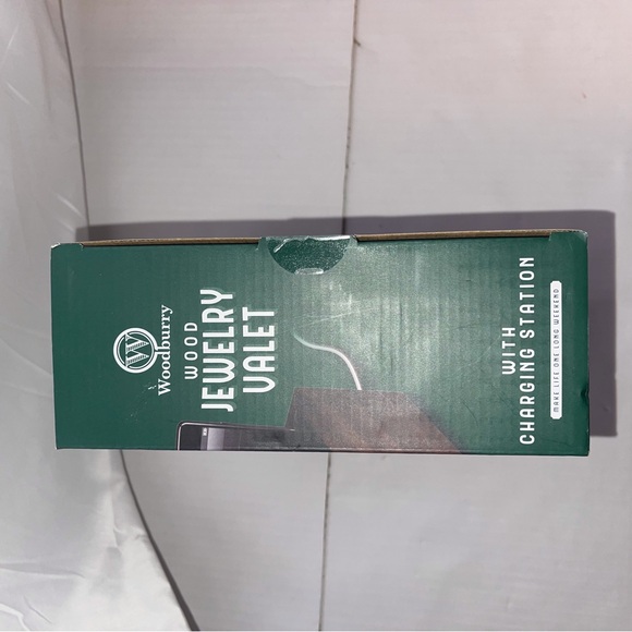 Elegant Woodbury Wood Jewelry Valet with Built-in Charging Station - Picture 3 of 5